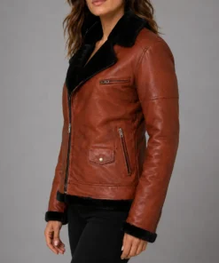 Aviator B3 Warm, Fur Lined Bomber Sheepskin Leather Jacket - SIde