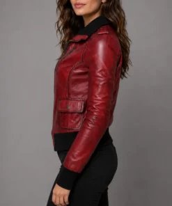 Ladies Cosmopolitan Fitted Fashion Genuine Leather Women Jacket - Side