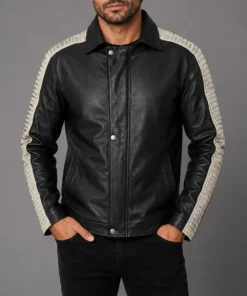 Star Wars ROGUE ONE Original Fur Detachable Hood Vintage Celebrity Leather Jacket - Front