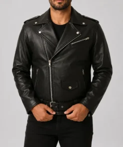 Jughead Jones Black Leather Biker Jacket - Front