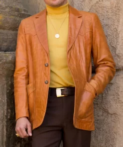 Once Upon A Time In Hollywood Leonardo DiCaprio Leather Blazer - Front