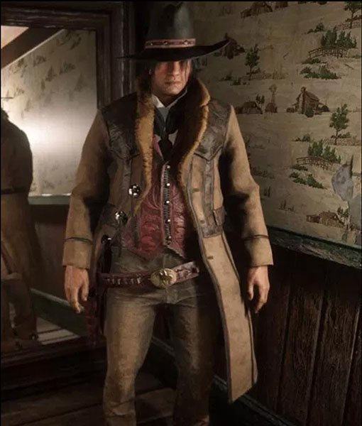 Red Dead Redemption 2 Montana Brown Shearling Trench Coat ...
