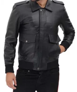 Covered Zipper Bomber Black Jacket