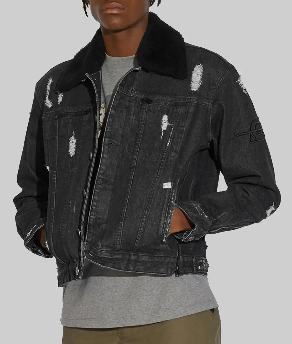 Michael B. Jordan Naruto Denim Jacket (2) Michael B. Jordan Naruto Denim Jacket - Side View