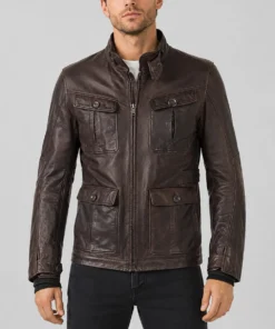 Men’s Biker Harrison Adventure Leather Jacket - Front
