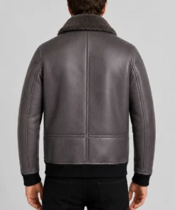 Men’s B2 Grey Shearling Leather Jacket - Back