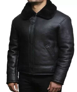 Men’s B3 Shearling Black Leather Jacket