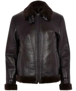 Men’s Black Leather Aviator Jacket