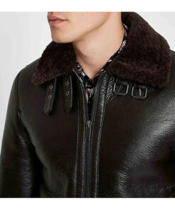 Men’s Black Leather Aviator Jacket