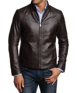 Men’s Casual Dark Brown Leather Jacket