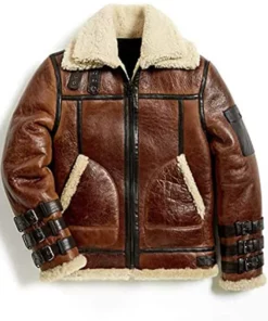 Men’s Double Collar Aviator Leather Jacket