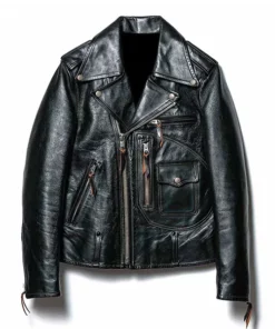 D-Pocket Asymmetrical Leather Jacket
