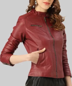 Claire Redfield Maroon Biker Jacket