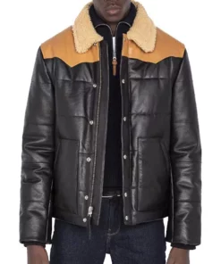 Mens Puffer Leather Jacket