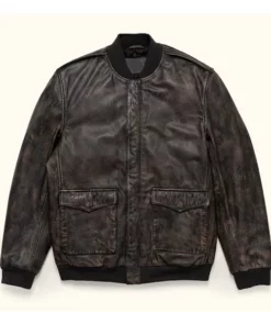 Barton Distressed Leather Bomber Jacket
