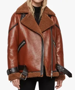 Blanche Rusty Brown Oversized Shearling Jacket