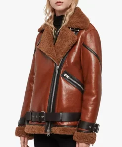 Blanche Rusty Brown Oversized Shearling Jacket