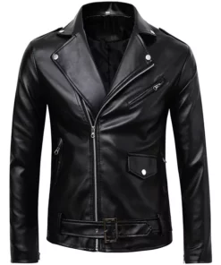 Buston Black Shining Leather Jacket