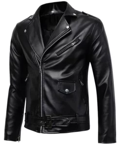 Buston Black Shining Leather Jacket