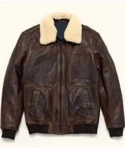 Choco Brown Leather Bomber Jacket