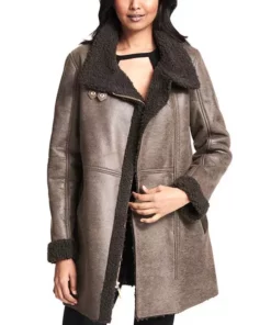 Emaya Brown Aviator Shearling Coat