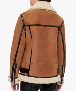 Haydu Brown Suede Leather Shearling Coat