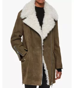 Janet Shearling Longline Aviator Coat