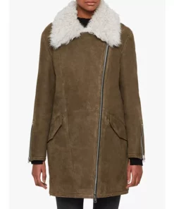 Janet Shearling Longline Aviator Coat
