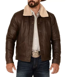 Dark Brown Leather Trucker Jacket