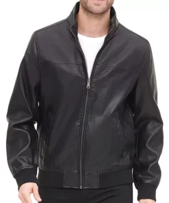 Patrick Black Leather Bomber Jacket
