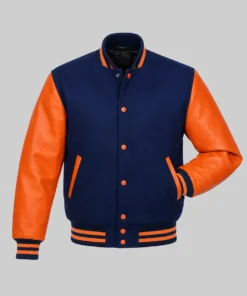 Men’s Orange & Blue Varsity Jacket - Front