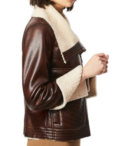 Women's Moto Faux Shearling Leather Jacket