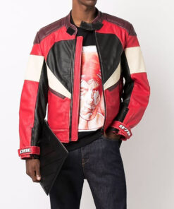 Mens Panneled Leather Jacket