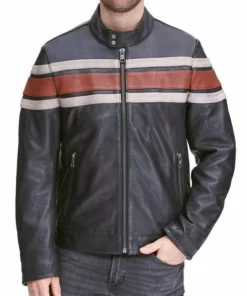 Agostini Distressed Stripped Racer Jacket