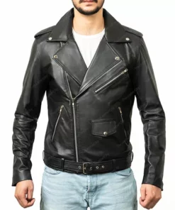 Men's Black Ebay Biker Leather Jacket