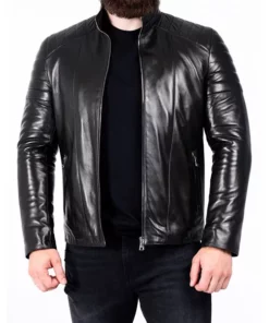 Men's Padded Leather Biker Jacket