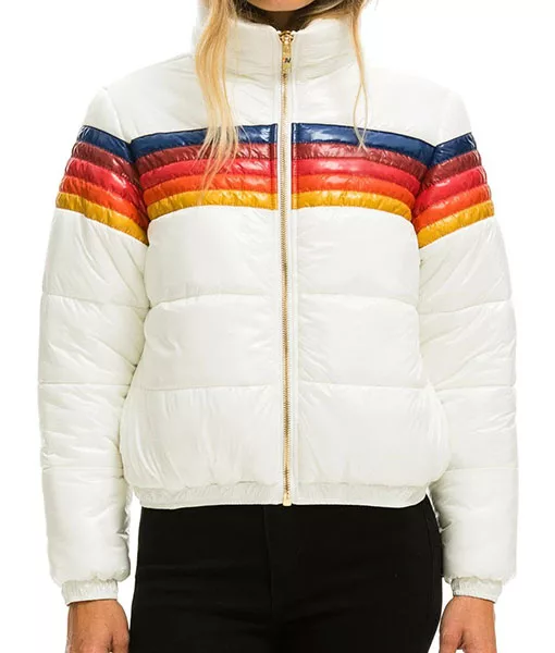 Women's White Puffer Jacket (4) Amanda’s White Bomber Jacket