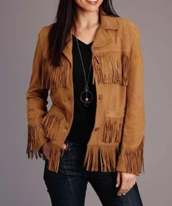 Birdy Brown Fringe Leather Jacket