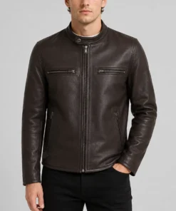 Men's Burrito Brown Café Racer Jacket - Front