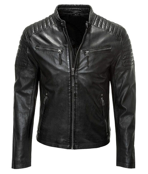 Men's Slimfit Biker Black Leather Jacket TLC