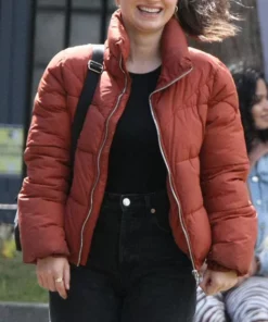Eve Hewson Brown Puffer Jacket