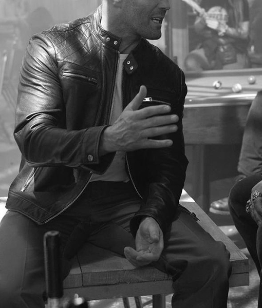 Jet Lee Jackets The Expendables 4 | Lee Christmas (Jason Statham) Leather Biker Jacket