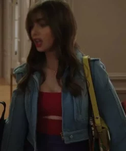 Emily in Paris S03 Emily Blue Leather Jacket