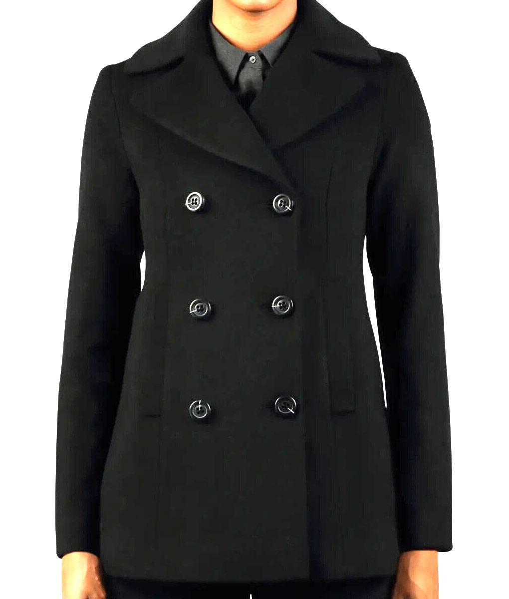 Lyndia Wool Blended Black Pea Coat TLC