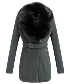 Women's Green Suede Fur Coat