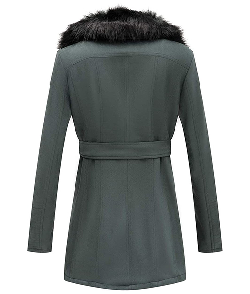 Women's Green Suede Fur Coat Women's Green Suede Fur Coat