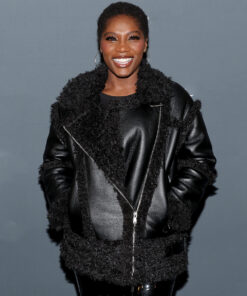 Trina Film Earth Mama 2023 Doechii Leather Shearling Jacket