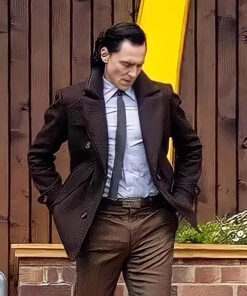 Loki S02 Tom Hiddleston Brown Peacoat Loki Wool Peacoat