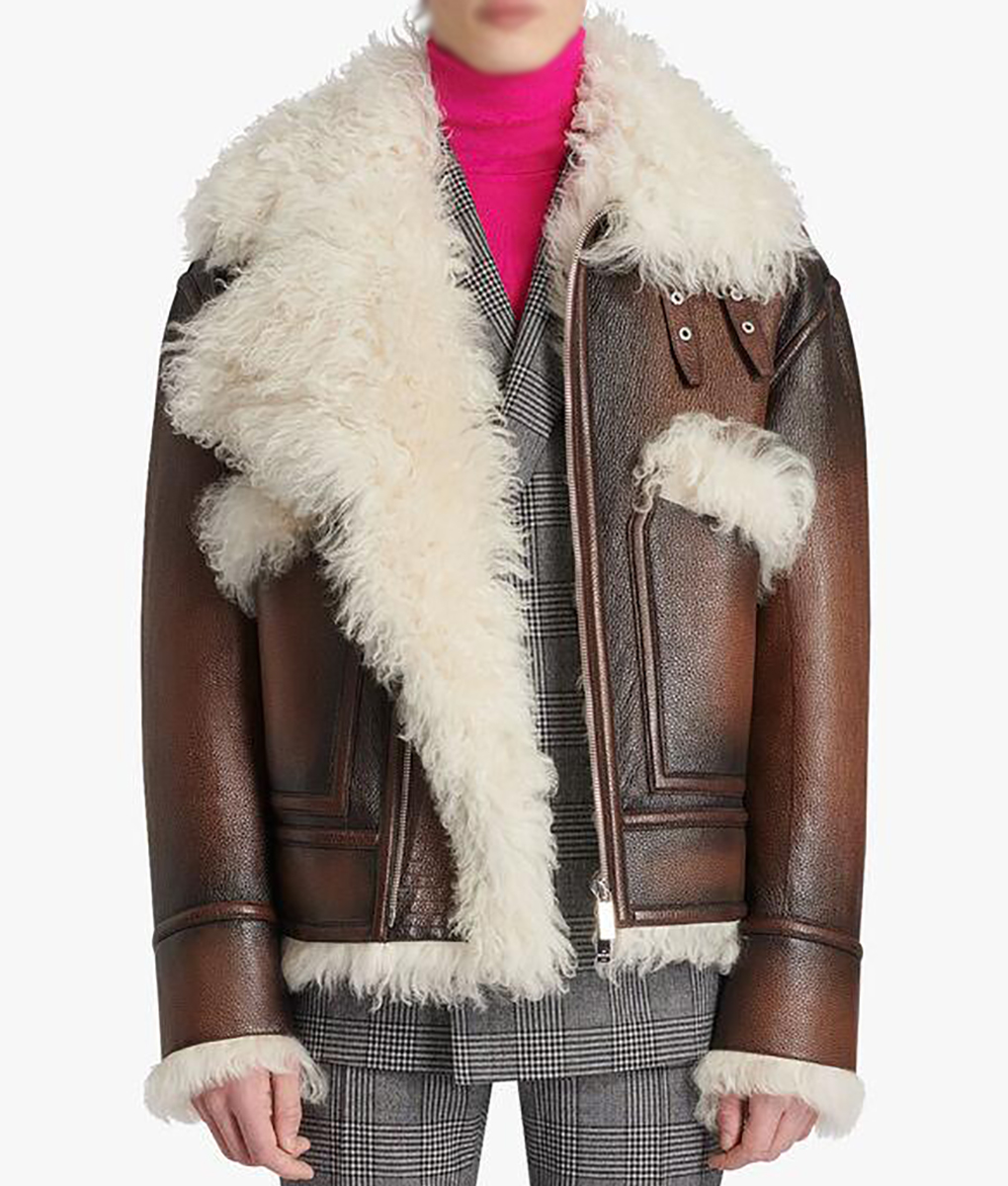 Steve-Harvey-Brown-Aviator-Shearling-Leather-Jacket-4 Steve Harvey Brown Faux Fur Shearling Leather Jacket
