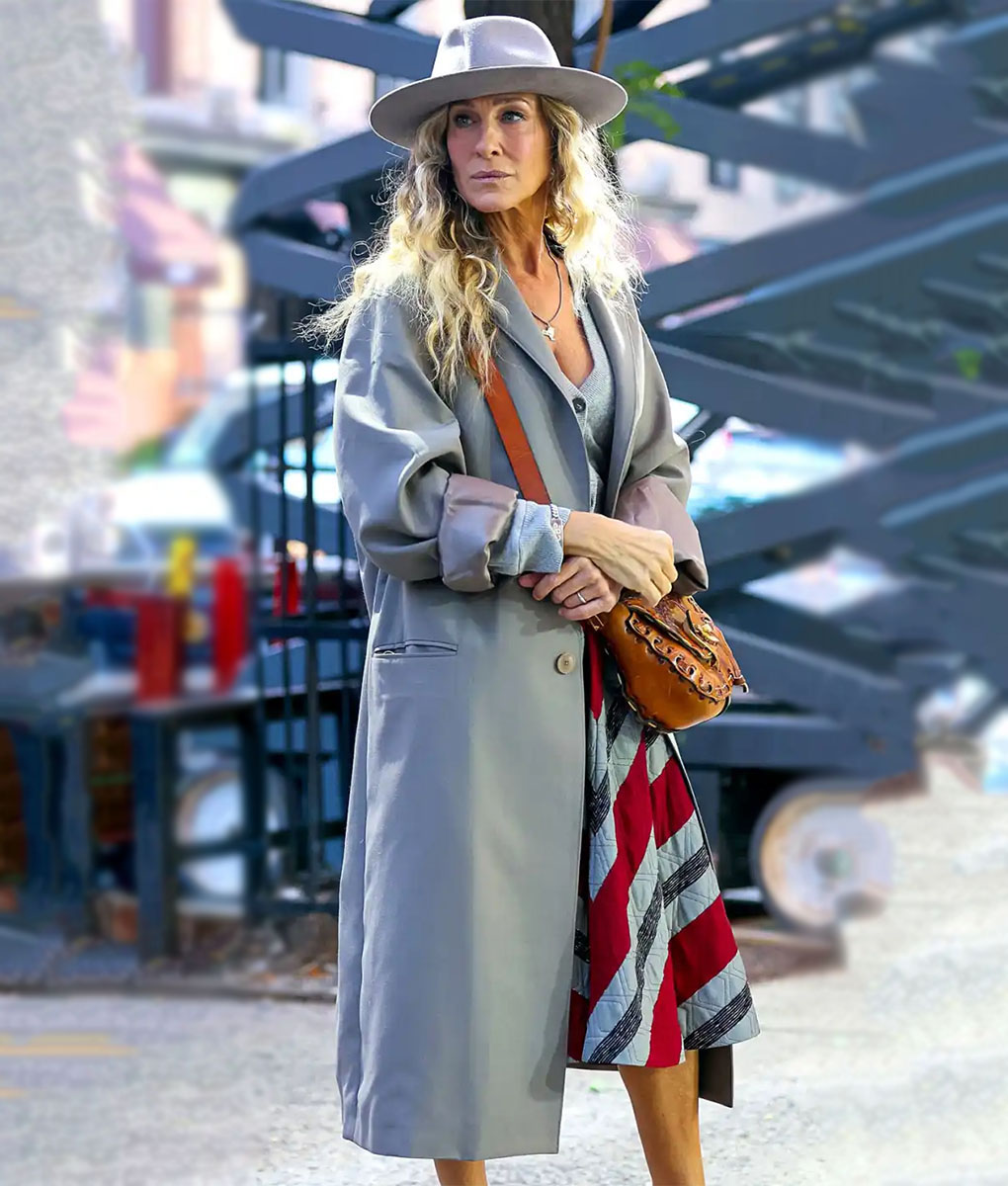 And Just Like That Carrie Bradshaw Grey Coat